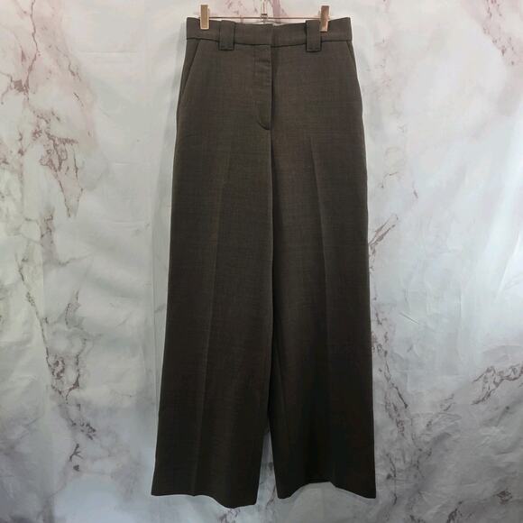 & Other Stories Pants - & Other Stories Pants Womens 6 Brown Chocolate High Rise Wide Leg Trouser Wool